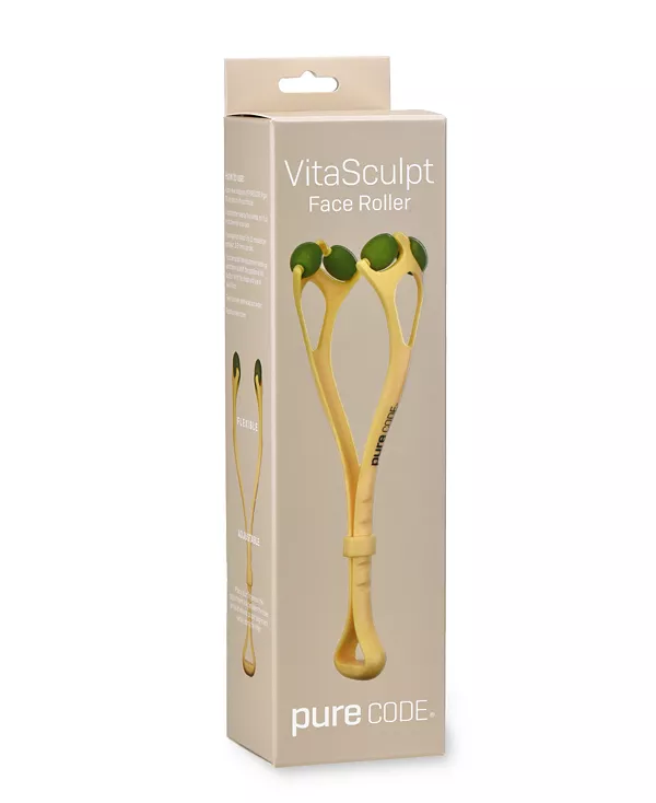 Набор Vitasculpt Rejuvenating Bundle Set - ролик для лица с аргановым маслом без запаха 30 мл Purecode, beige, olive green — фото 3