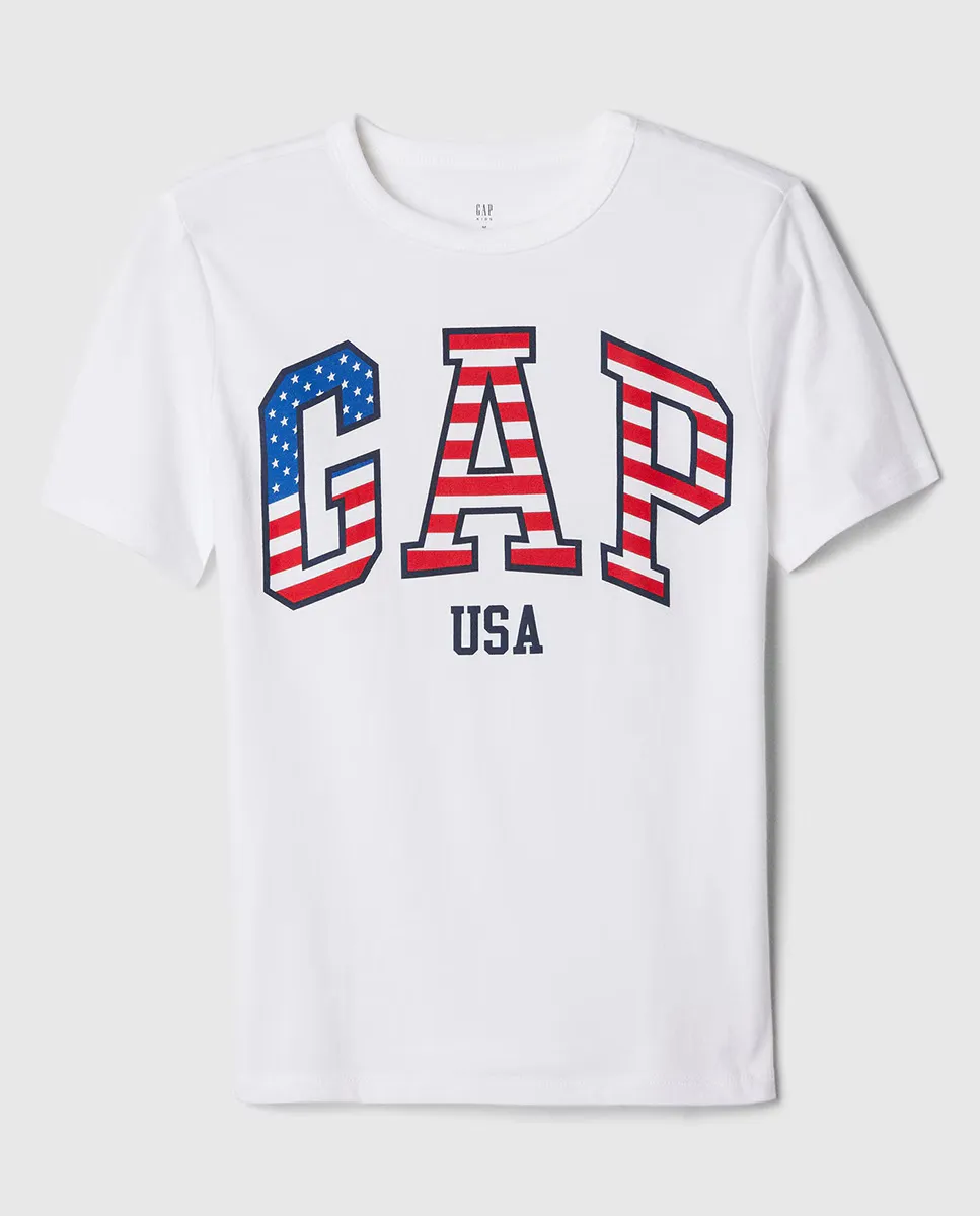 

Футболка для мальчика с круглым вырезом и коротким рукавом Gap, белый