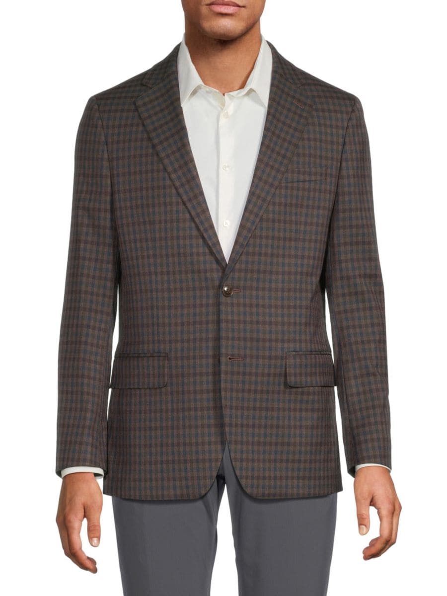 

Приталенный блейзер в клетку Original Penguin, цвет Blue Brown