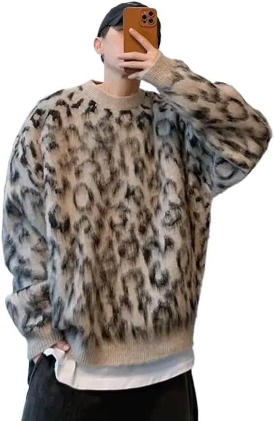 

Свитер мужской Vintage с принтом леопарда RSGMU