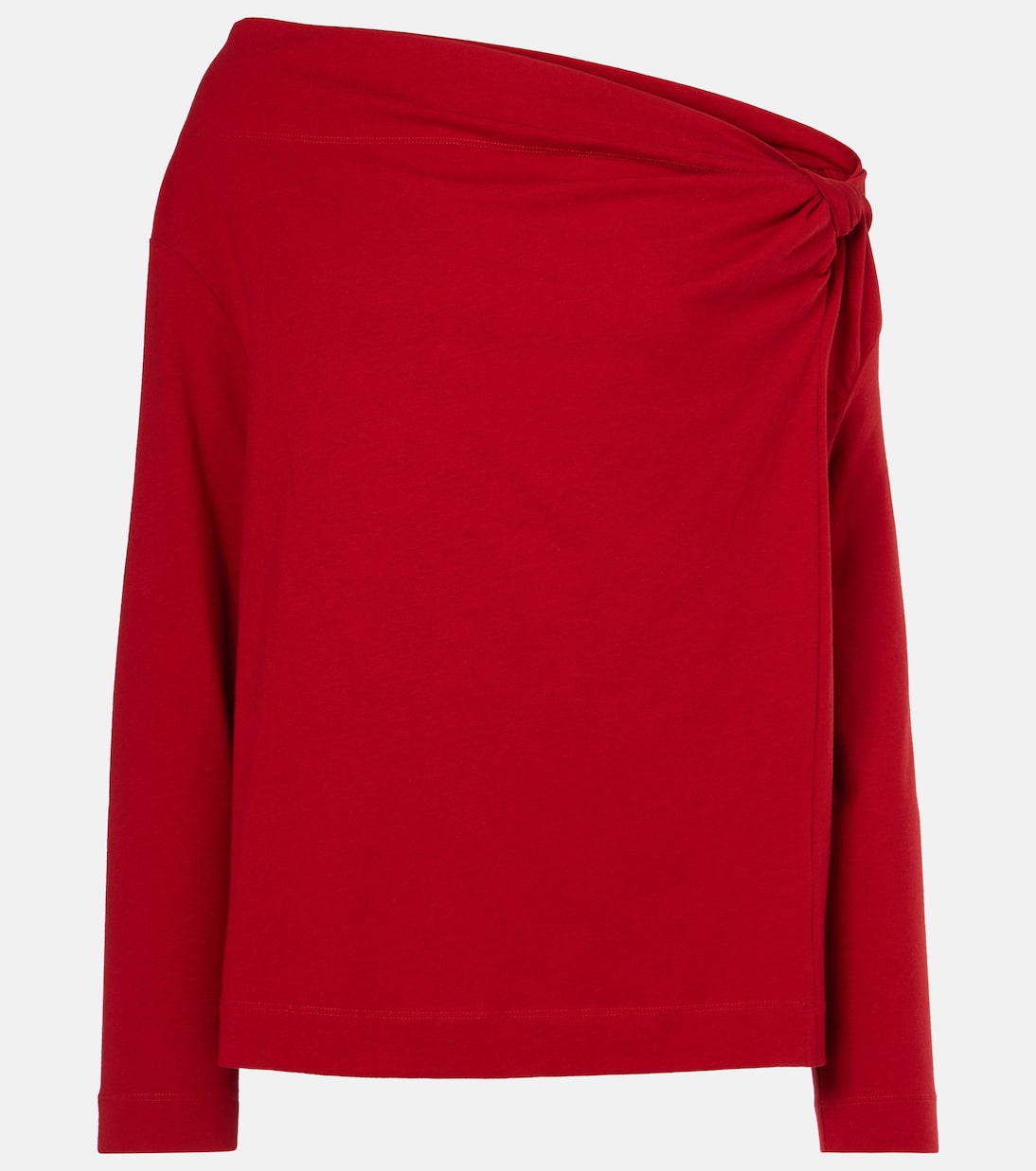 

Топ из хлопкового джерси со сборками Dries Van Noten, красный