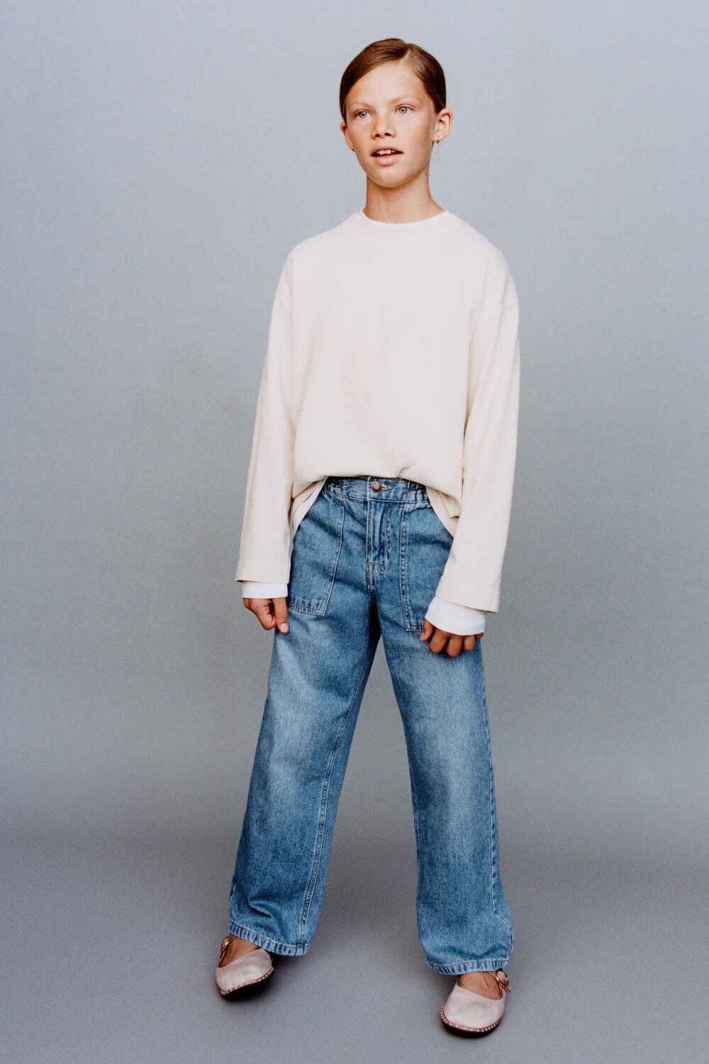 

Футболка с эффектом выцветания ZARA, экрю