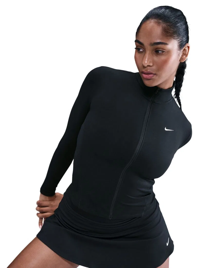 Женская приталенная куртка на молнии Nike, черный/белый — фото 3