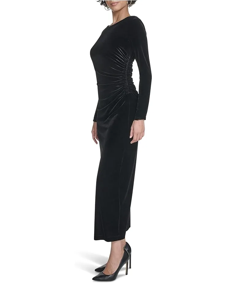 Платье Calvin Klein Velvet Long Sleeve Maxi, Black — фото 3