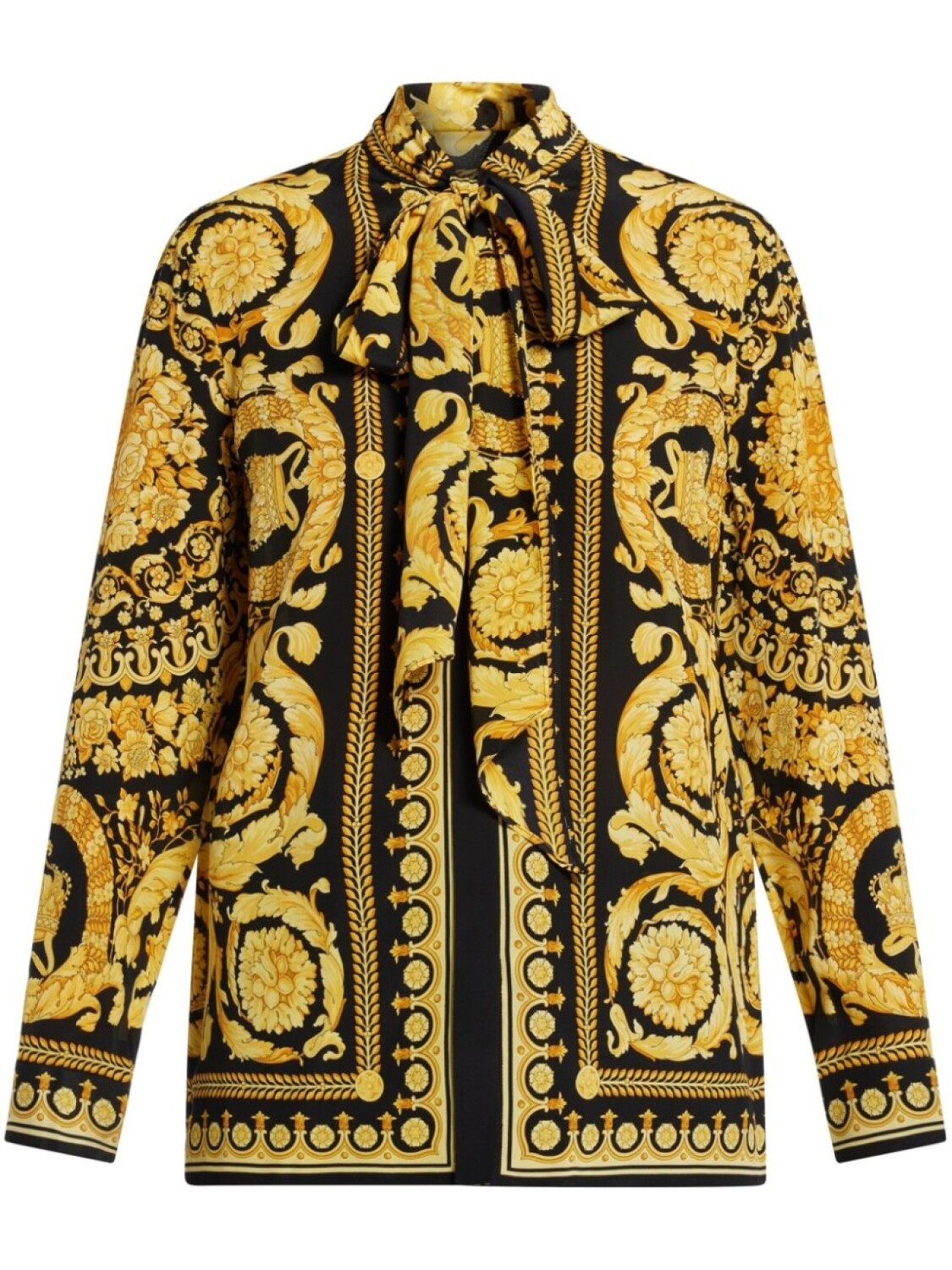 

Versace шелковая блузка с принтом «барокко», черный