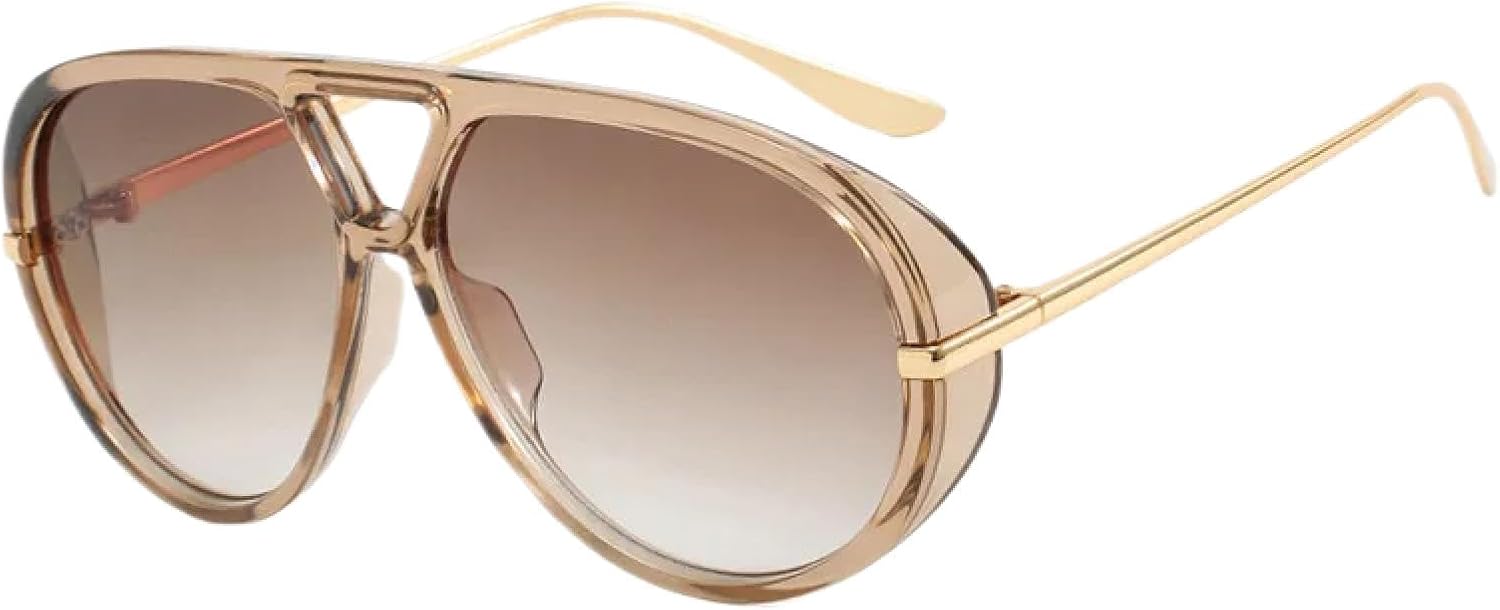 

Солнцезащитные очки с защитой от УФ-излучения UV400 | Большая оправа в стиле панк с заклепками | Для женщин и мужчин, для занятий спортом на открытом воздухе и вождения DSVIGF, Champagne Tea