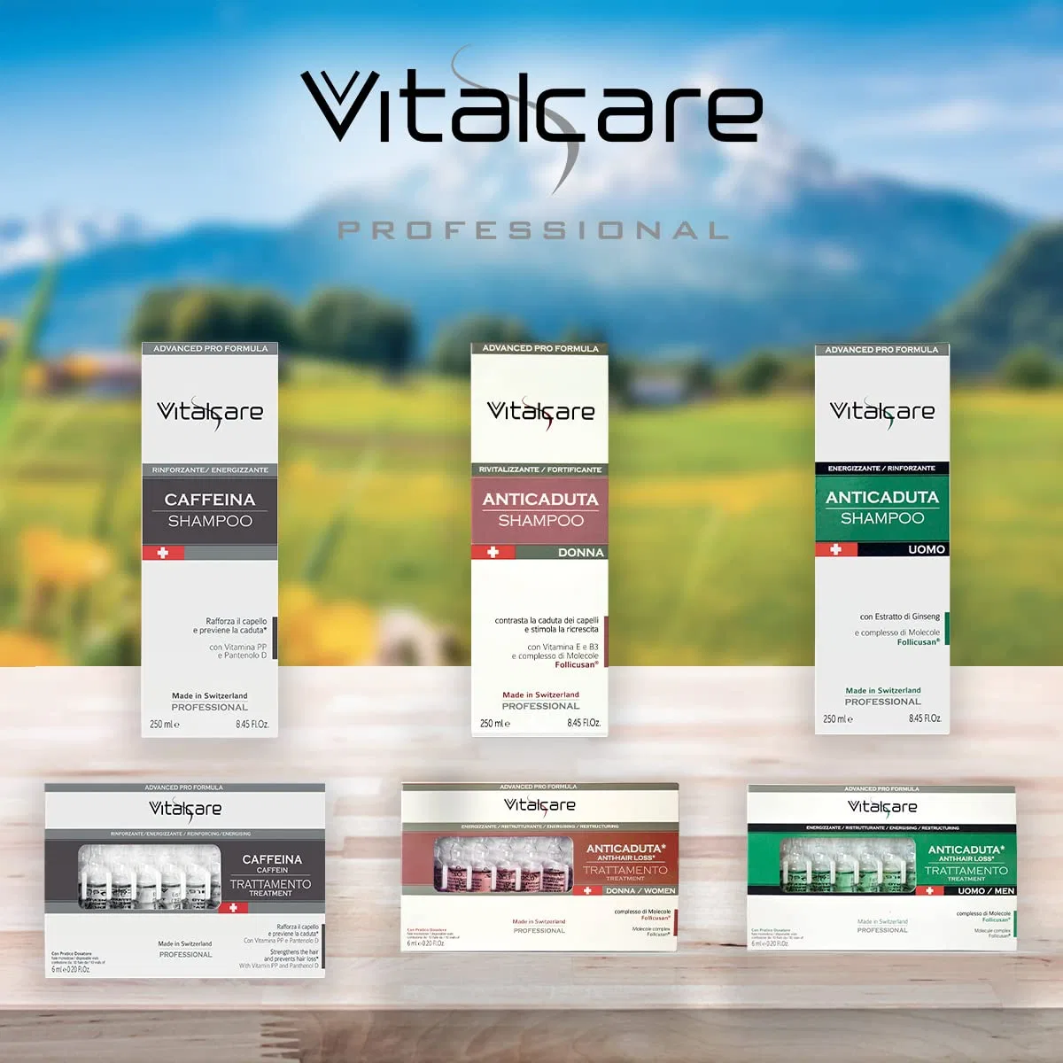Мужской шампунь Vitalcare Swiss от выпадения волос с экстрактом женьшеня и молекулярным комплексом Follicusan 250 мл Vitalcare — фото 4