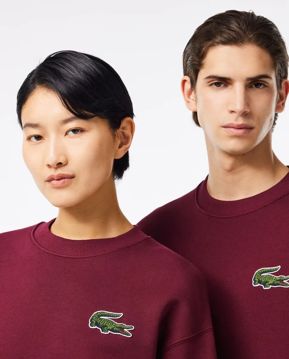 

Толстовка свободного кроя унисекс Lacoste для бега со значком из крокодиловой кожи, бордовый