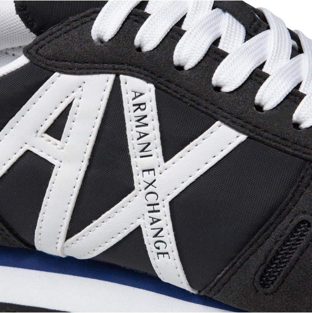 Мужские кроссовки AX Armani Exchange из текстурированной замши и сетки с логотипом, белый/синий/темно-синий — фото 4