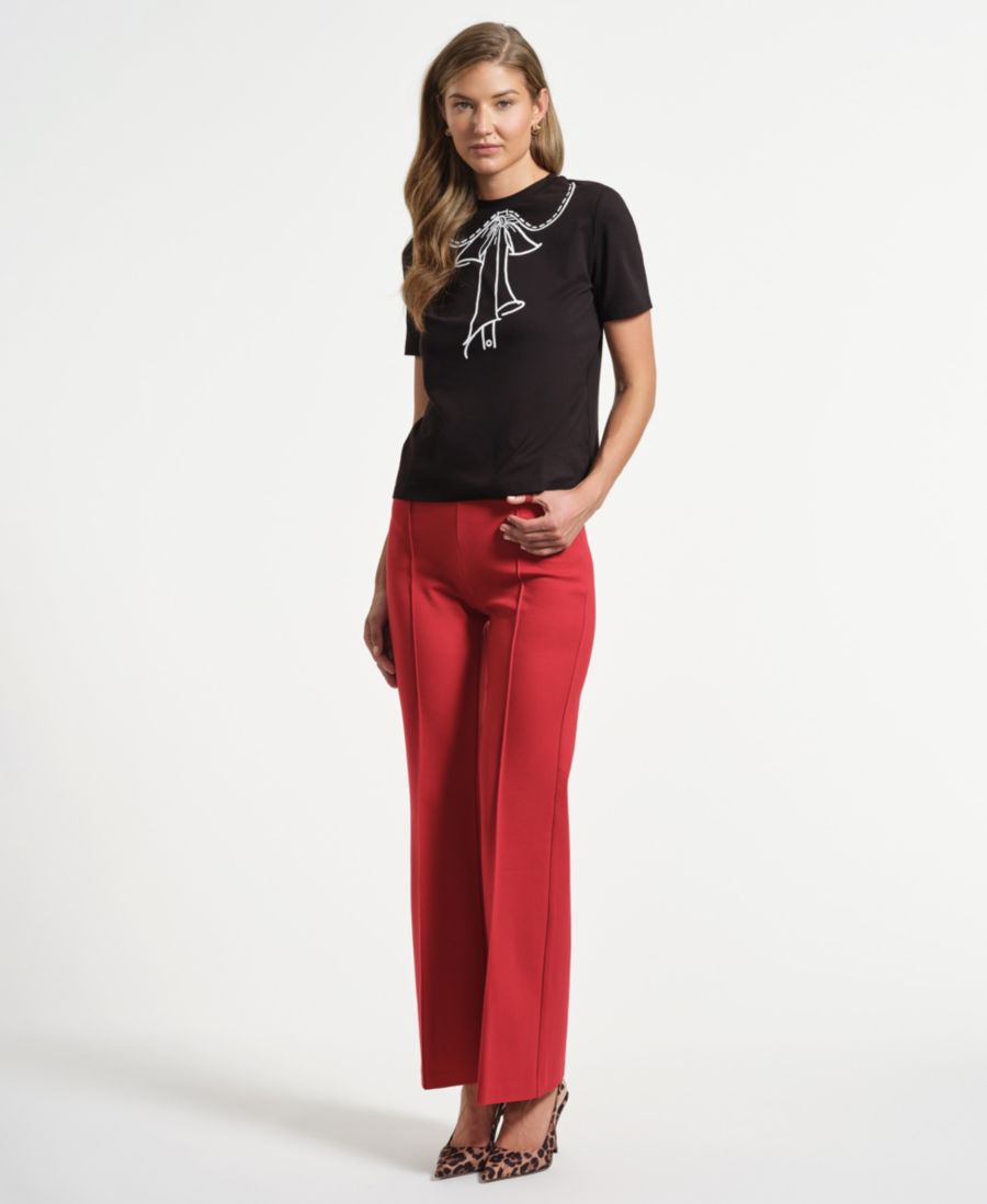 

Женская футболка с круглым вырезом и графическим принтом Isaac Mizrahi, Bow Tee