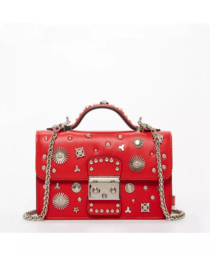 

Кожаная женская сумка-кроссбоди Studded Small с шипами, красная SUSU