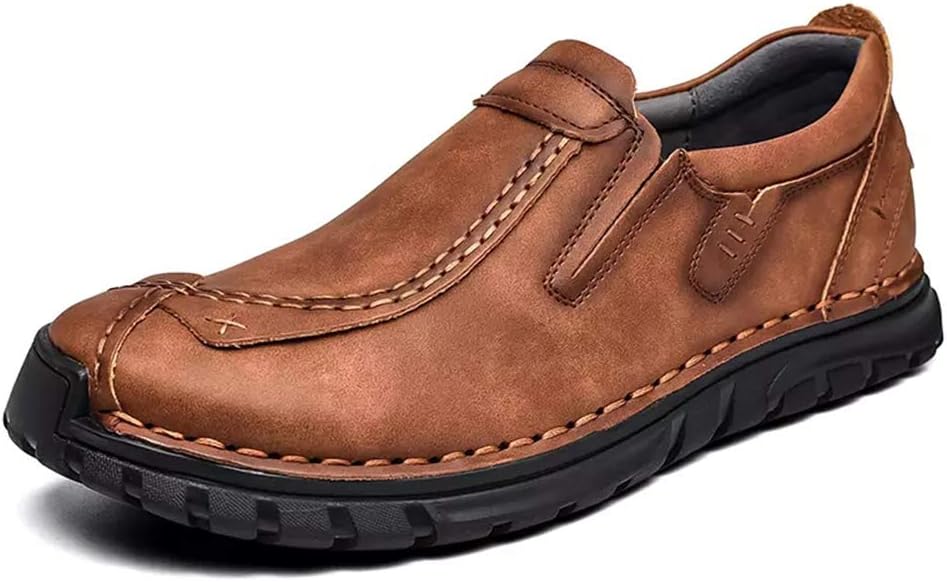 

Мужские лоферы, легко надеваются, кожаная обувь, ленивые повседневные туфли, мягкие, дышащие, удобные деловые туфли, лодочные туфли Asifn, коричневый