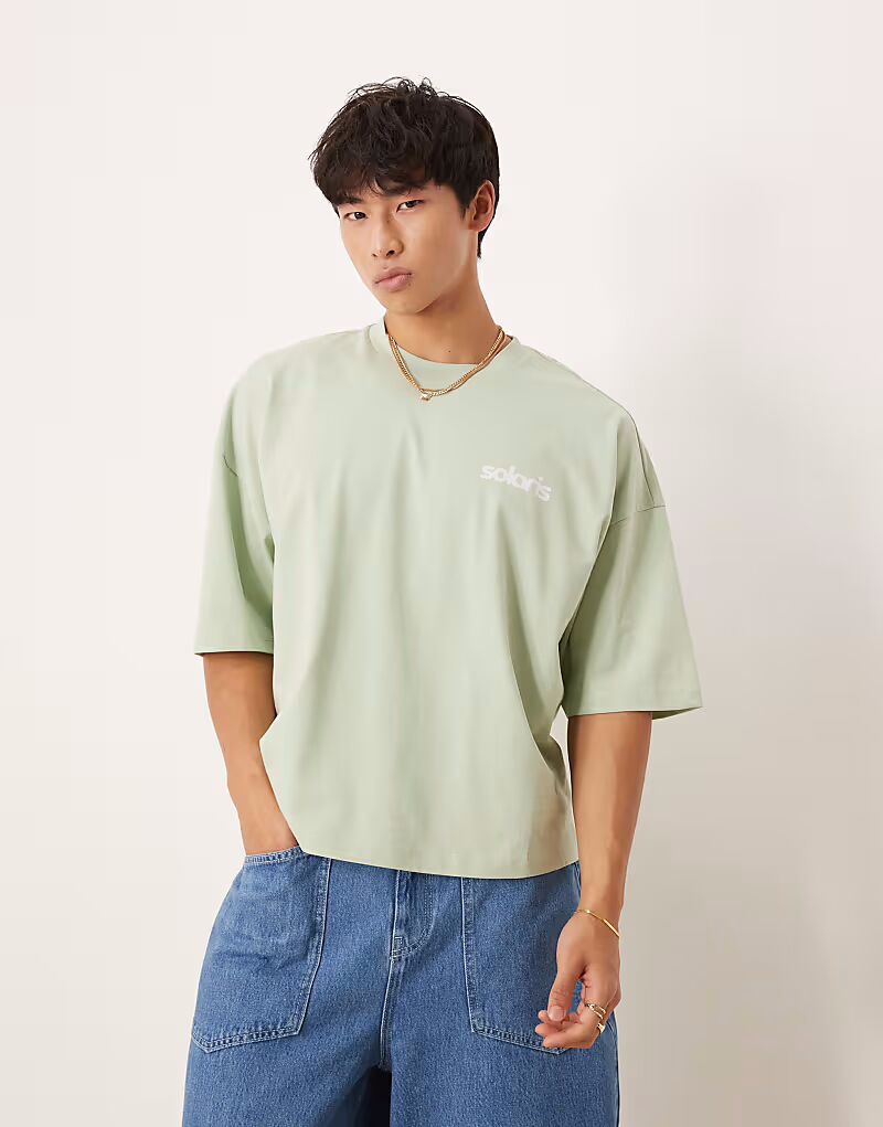 

Футболка оверсайз ASOS DESIGN с объемным принтом зеленого цвета