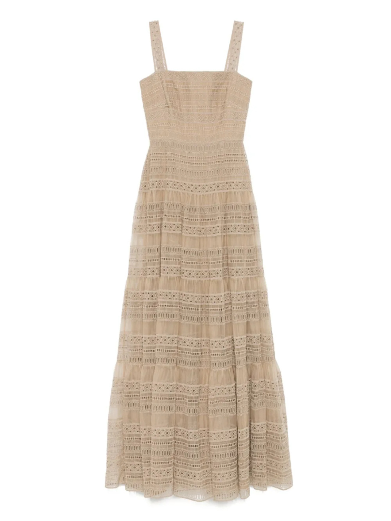 

Платье макси из органзы с вышивкой Elie Saab, нейтральный