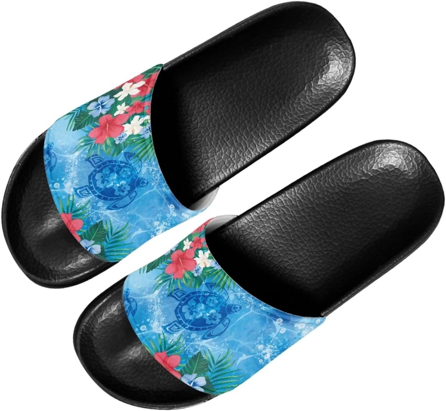 

Женские сандалии Forchrinse Retro с пчелой и подсолнухом, с поддержкой свода стопы, летние плоские тапочки для дома и улицы, Hawaiian Sea Turtle Hibiscus