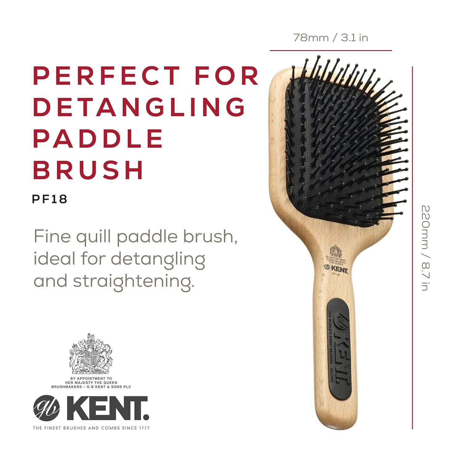 Щетка для волос Kent Brushes Pf18 Maxi Taming Fine Pin Medium Kent — фото 2
