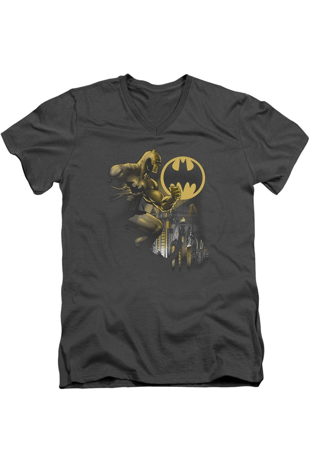 

Футболка с коротким рукавом и V-образным вырезом для взрослых Batman Bat Signal Gildan, цвет charcoal