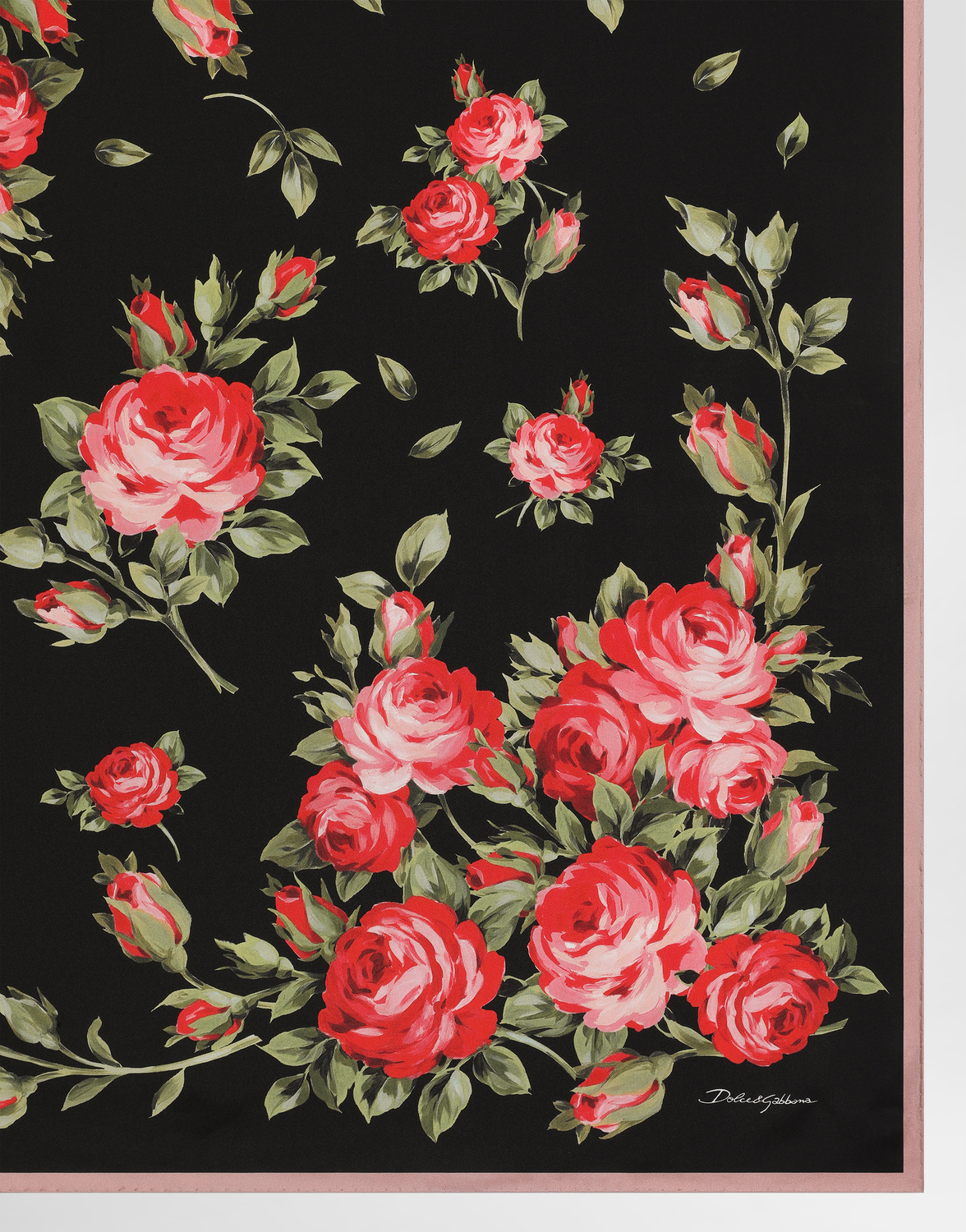Шелковый твиловый платок 90x90 с принтом "букет роз" Dolce & Gabbana, мультиколор — фото 2