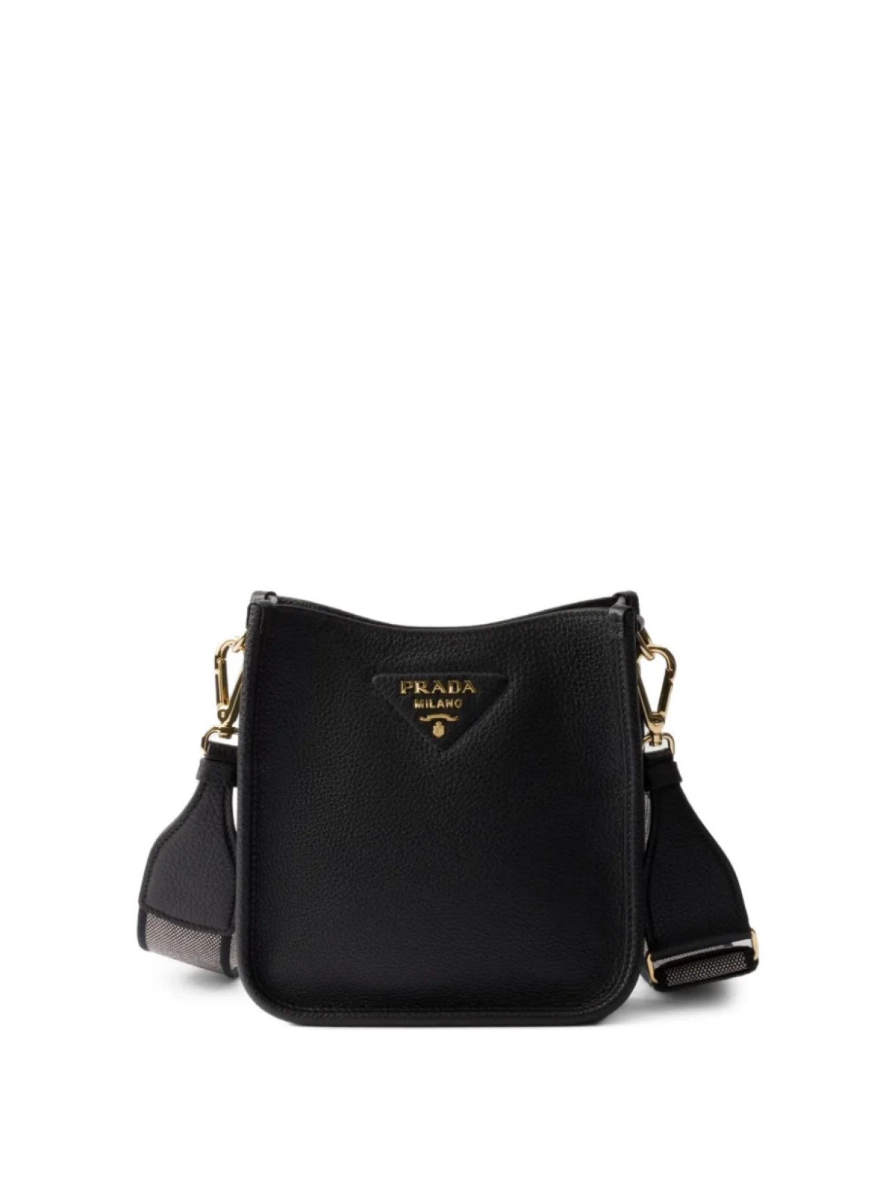 

Мини-сумка через плечо из кожи Prada, черный