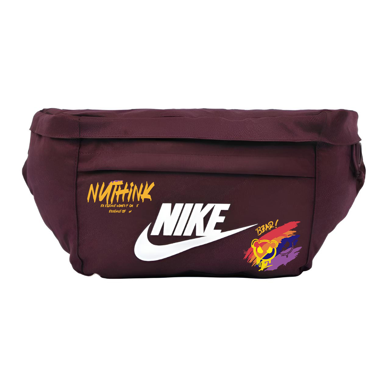 

Nike Бежевый поясной рюкзак с белой печатью, Graffiti Bear