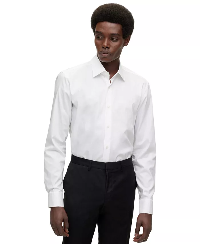 

Мужская рубашка облегающего кроя Easy-Iron Hugo Boss, белый