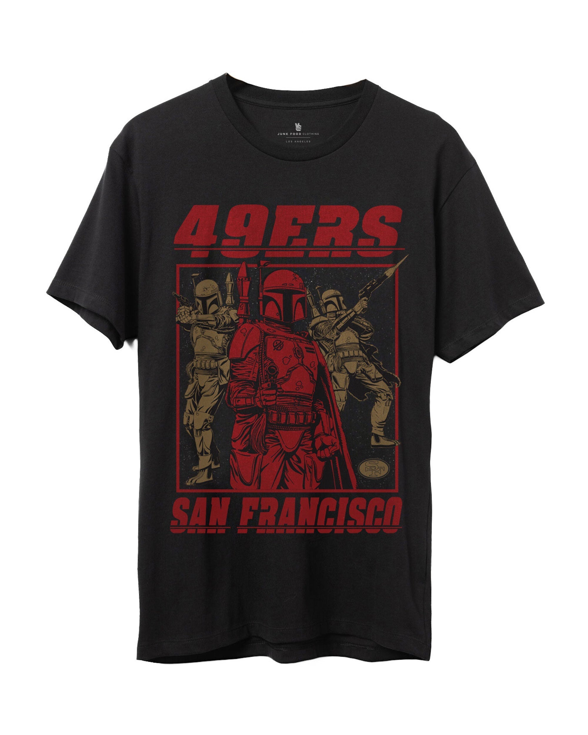 

Футболка фаната 49ers Star Wars Boba Fett Showdown Junk Food Clothing, черный