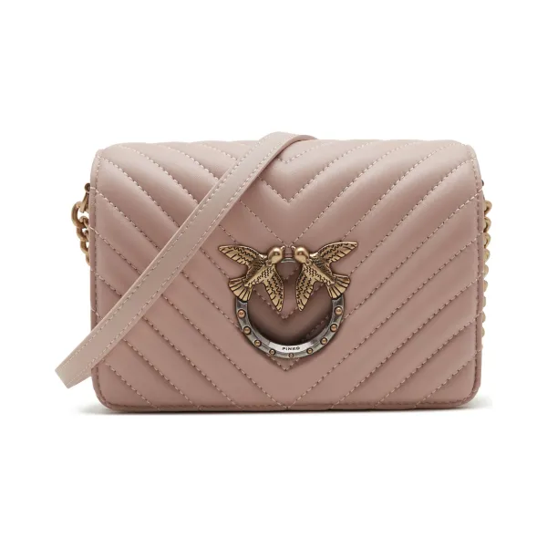 

Миниатюрная кожаная сумка-мессенджер Love Click Pinko, розовый