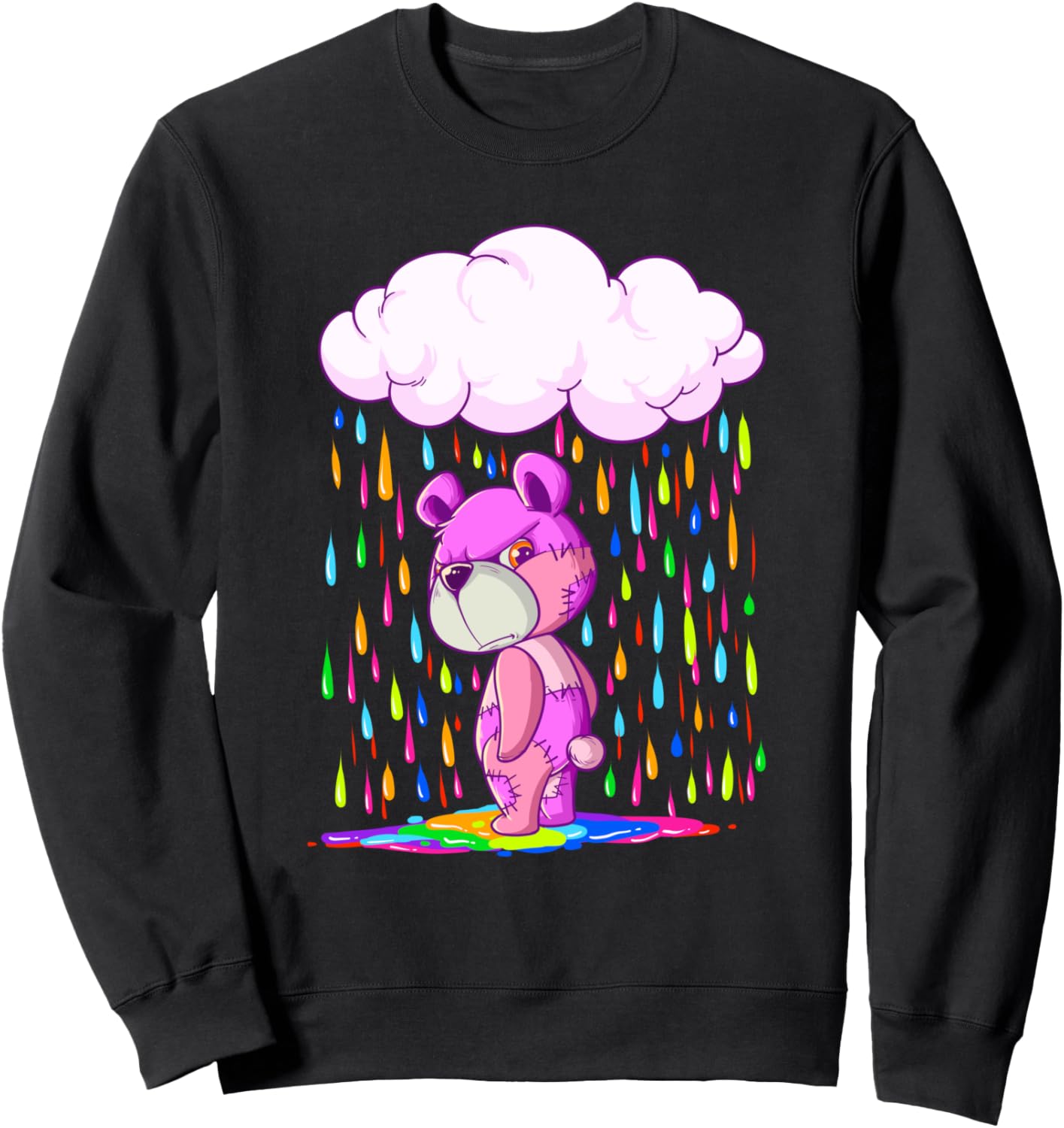 

Пастельная готическая аниме-толстовка «Дождь на плюшевом мишке» Vaporwave Gifts, черный