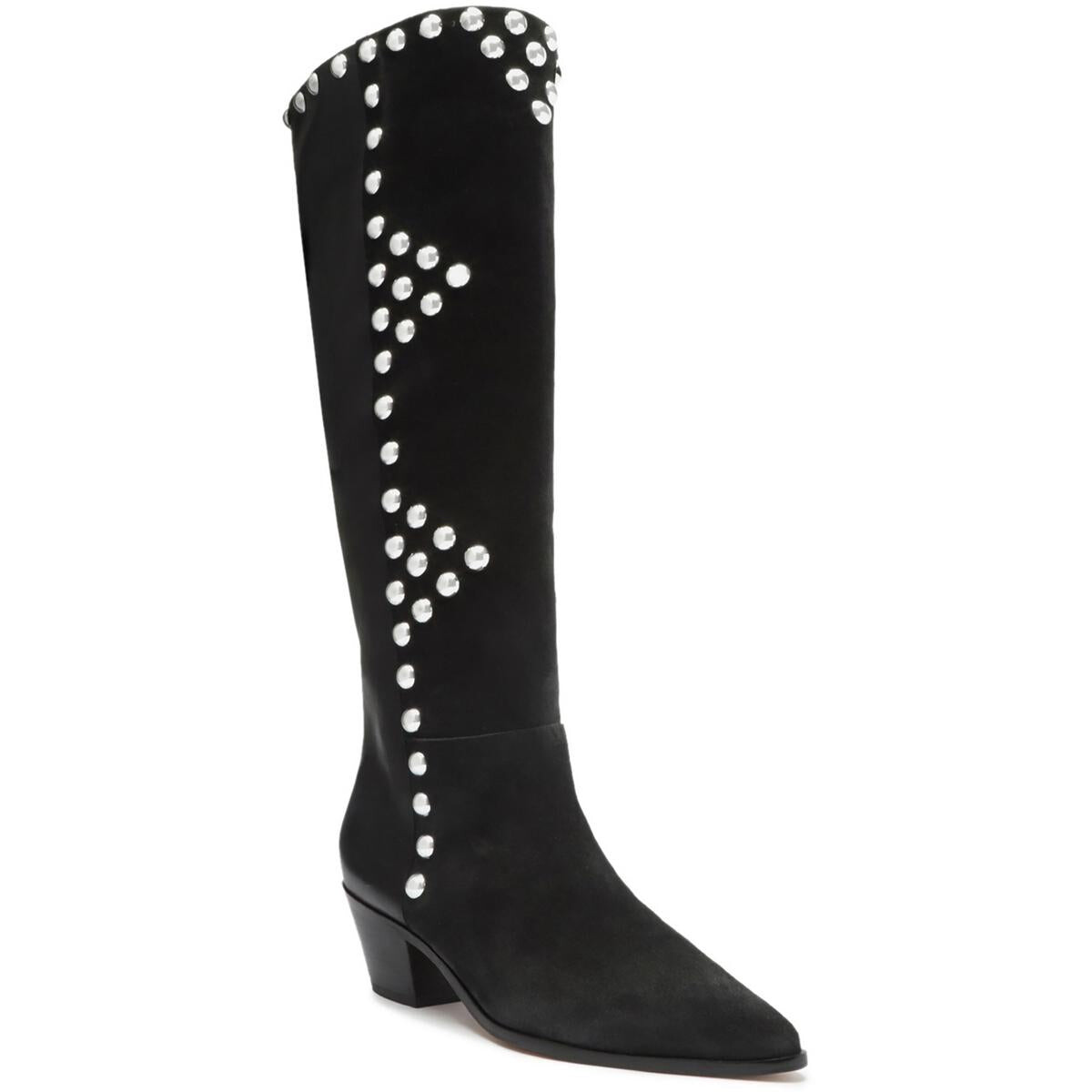 

Женские кожаные сапоги до колена Bota с шипами Arezzo, черный