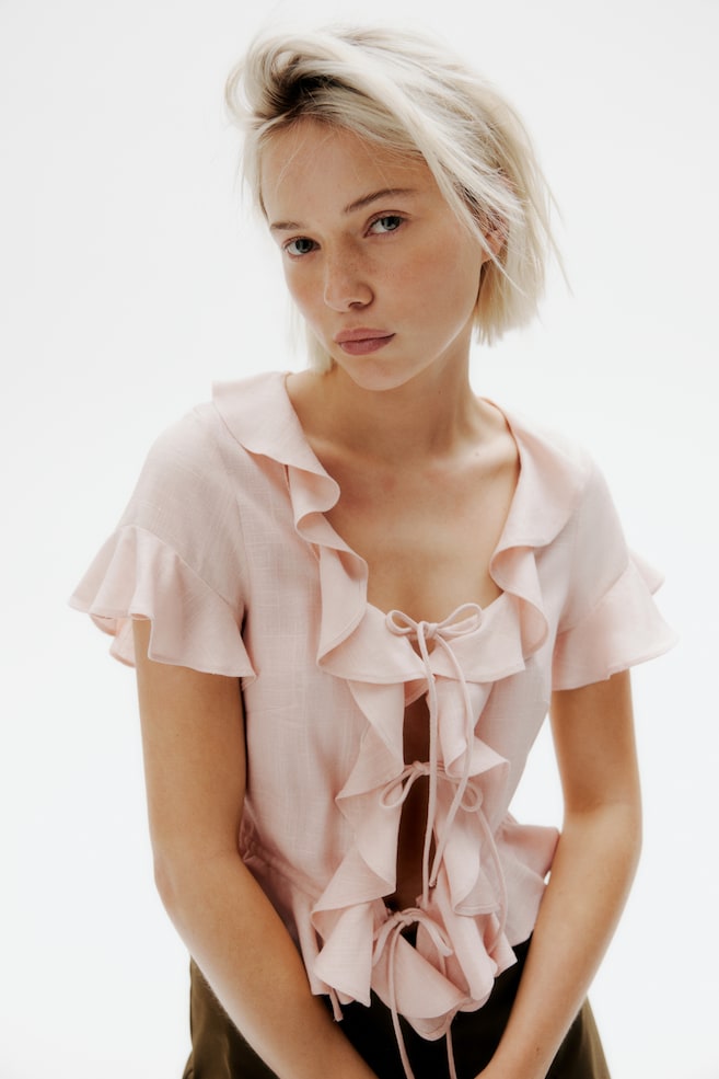 

Блузка с воланами H&M, розовый