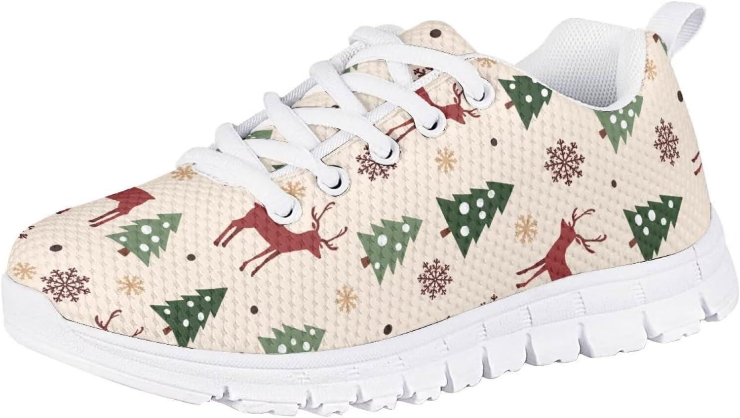 

Рождественские кроссовки Forchrinse для девочек и мальчиков, легкие шнурованные ходовые кроссовки, повседневные беговые кроссовки с противоскользящей подошвой, Christmas Tree Deer