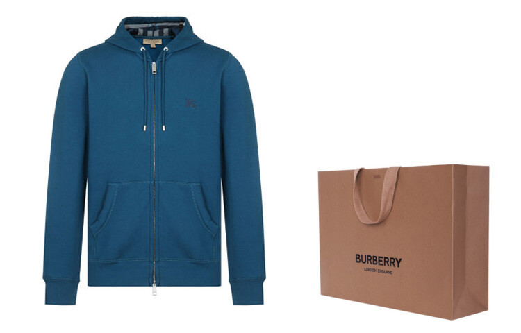 Толстовка Burberry Clarendon, с капюшоном, в клетку, синий — фото 2