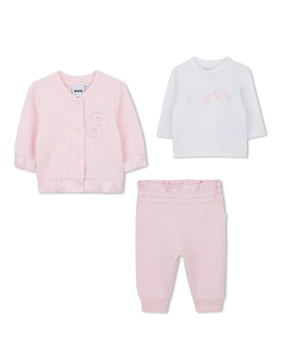 

Комплект для малыша розового цвета с длинными рукавами BOSS Kidswear