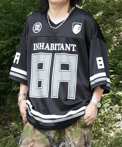 

Футболка с коротким рукавом, принт, модель 25SS, бренд Inhabitant, унисекс, черный