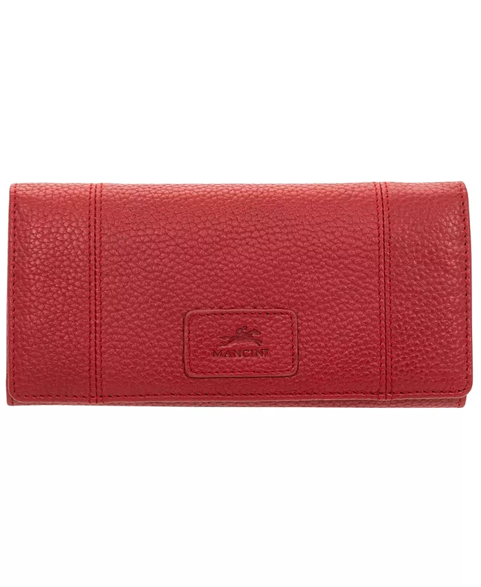 

Женский трехсекционный кошелек с защитой RFID из коллекции Pebbled Collection Mancini, красный