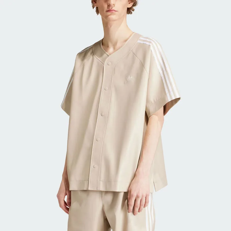 Adidas Originals Бейсболка adicolor с тремя полосками из искусственной кожи бежевого цвета — фото 4