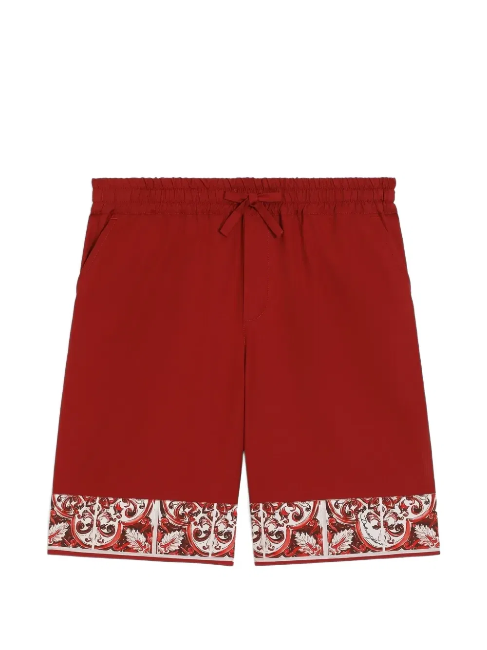 Бермуды из поплина с принтом "Майолика" Dolce & Gabbana Kids, красный