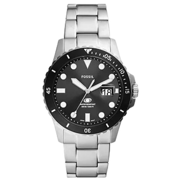 

FOSSIL Часы Blue Dive Collection Wrist Watch Quartz Movement Stainless Steel Strap 42mm Black Dial Unisex, Black Dial