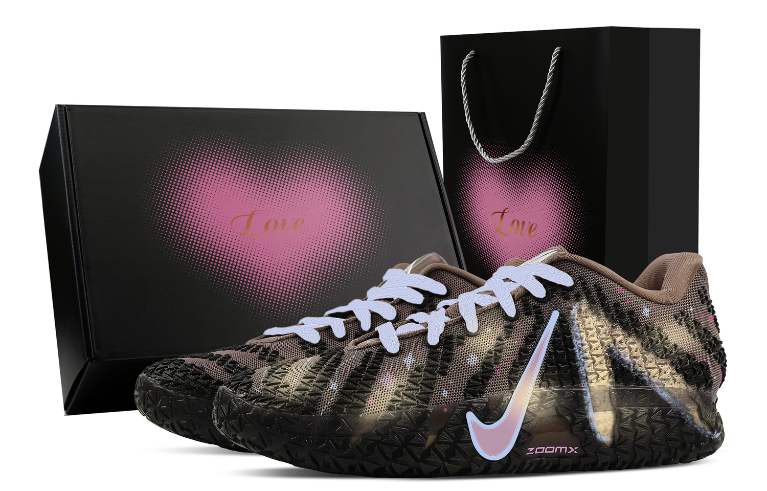 

Nike Ja Morant 3 Manggy Coconut Ice, Heart Box Износостойкие низкие баскетбольные кроссовки для мужчин, коричнево-желтые