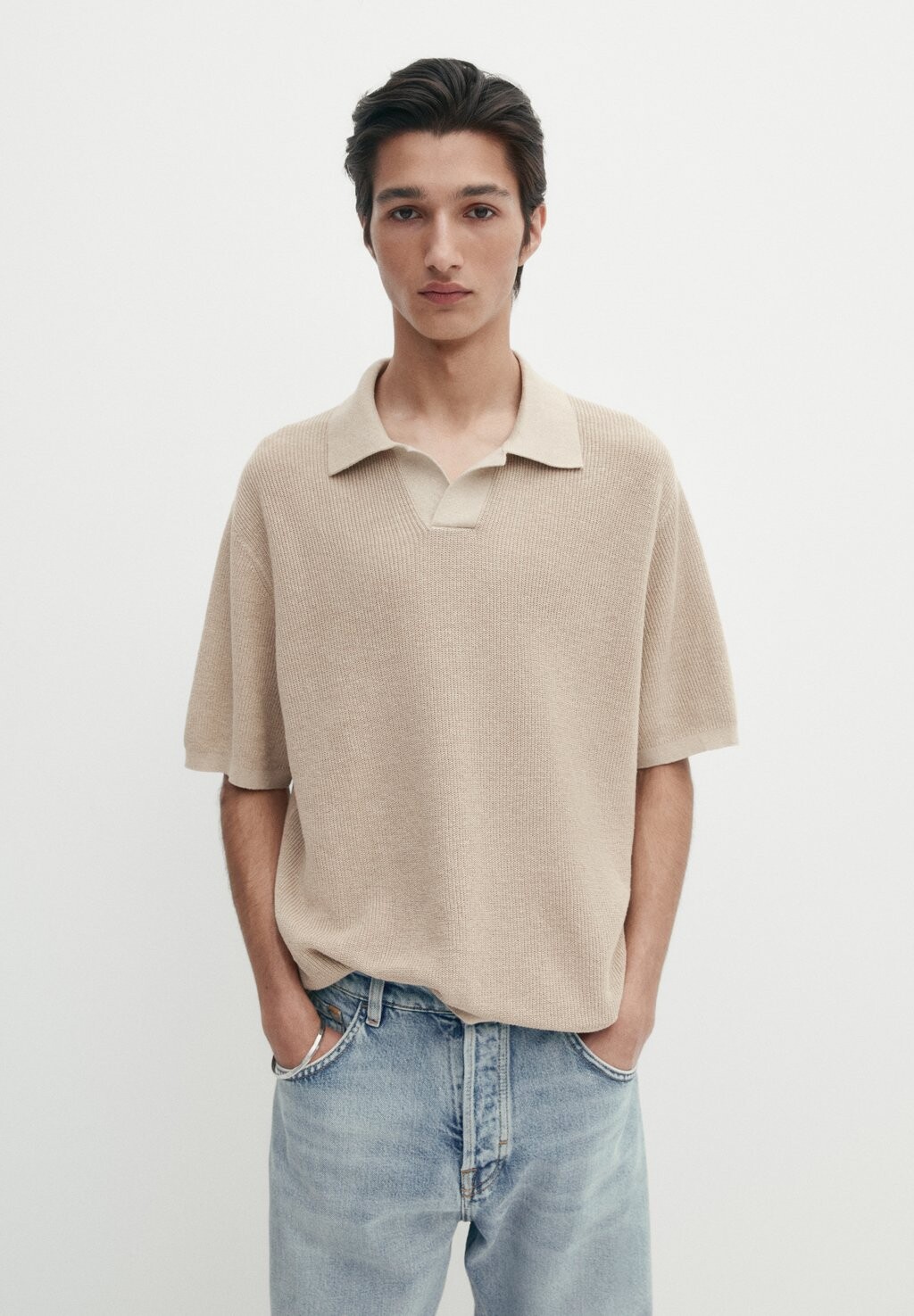 

Поло Massimo Dutti, бежевый