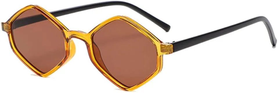 

Солнцезащитные очки Polygon женские, ретро, ​​голубые с розовыми очками, защита от ультрафиолета UV400; мужские солнцезащитные очки LANGSER, Yellow Black Tea