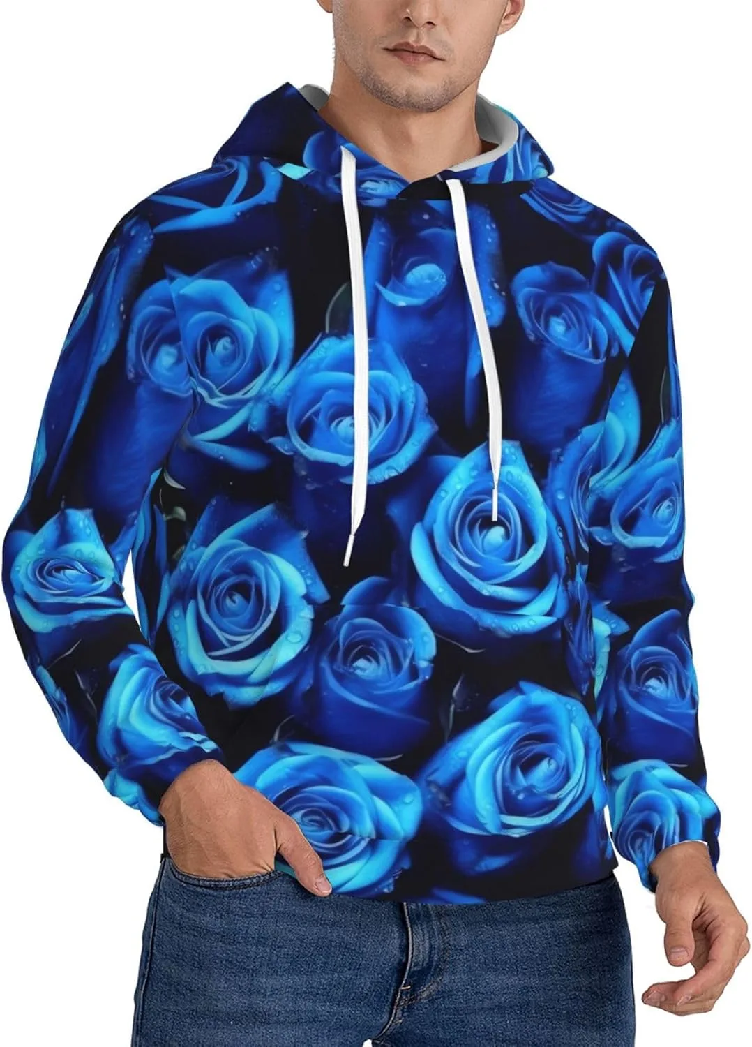 

Толстовка с капюшоном Blue Rose, мужская, с карманами FGDFEPOXKL