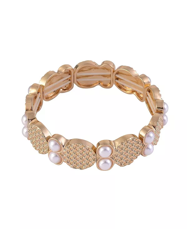 

Текстурированный эластичный браслет золотистого оттенка с жемчужными акцентами Laundry By Shelli Segal, gold