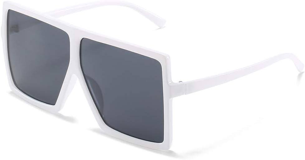

Квадратные солнцезащитные очки большого размера для женщин и мужчин, с плоской верхней частью, модные, с защитой от УФ-излучения ENSARJOE, White/Grey(simple Packaging)