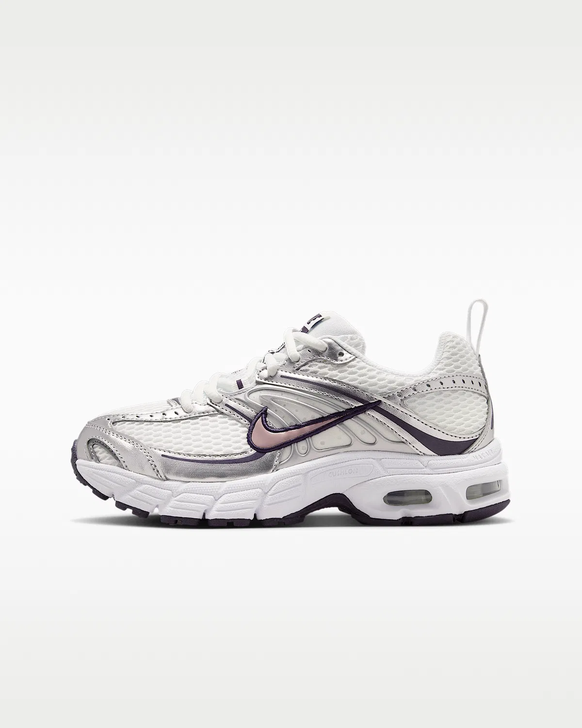 Кроссовки Nike Air Max Moto 2K для старших детей, Summit White/Purple Dynasty/Metallic Silver/Light Violet Ore