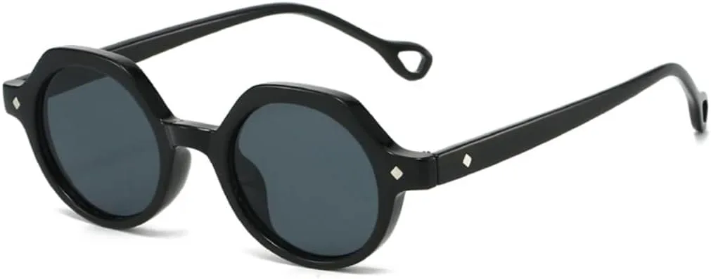 

Ретро маленькие круглые панк-солнцезащитные очки для женщин и мужчин, модные, с градиентным покрытием, защитой от УФ-излучения UV400 и заклепками TVTBBVV, Black Grey