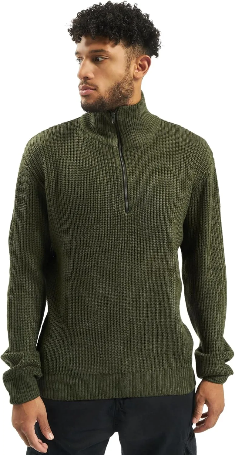 

Brandit Individual Wear мужской свитер с молнией на четверть — теплый классический регулярного фасона вязаный повседневный пуловер с высоким воротником