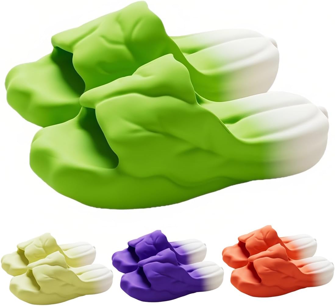 

Тапочки в виде овощей, форма капусты, шлепанцы для мужчин и женщин, открытый носок, подушечные тапочки, домашняя обувь для бассейна, пляжа, душа Tokisaki, зеленый