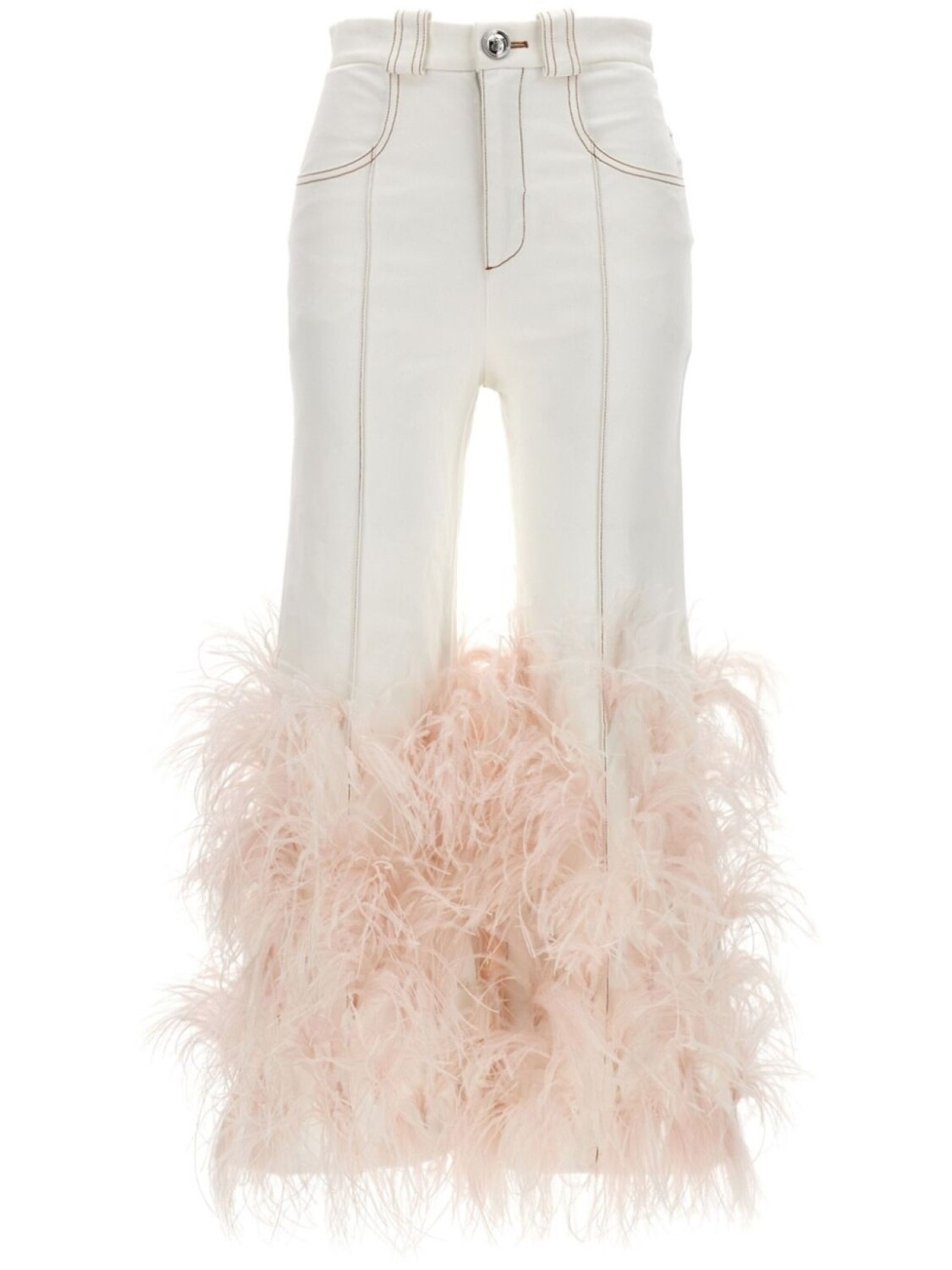 

Джинсы с отделкой перьями Giambattista Valli, белый