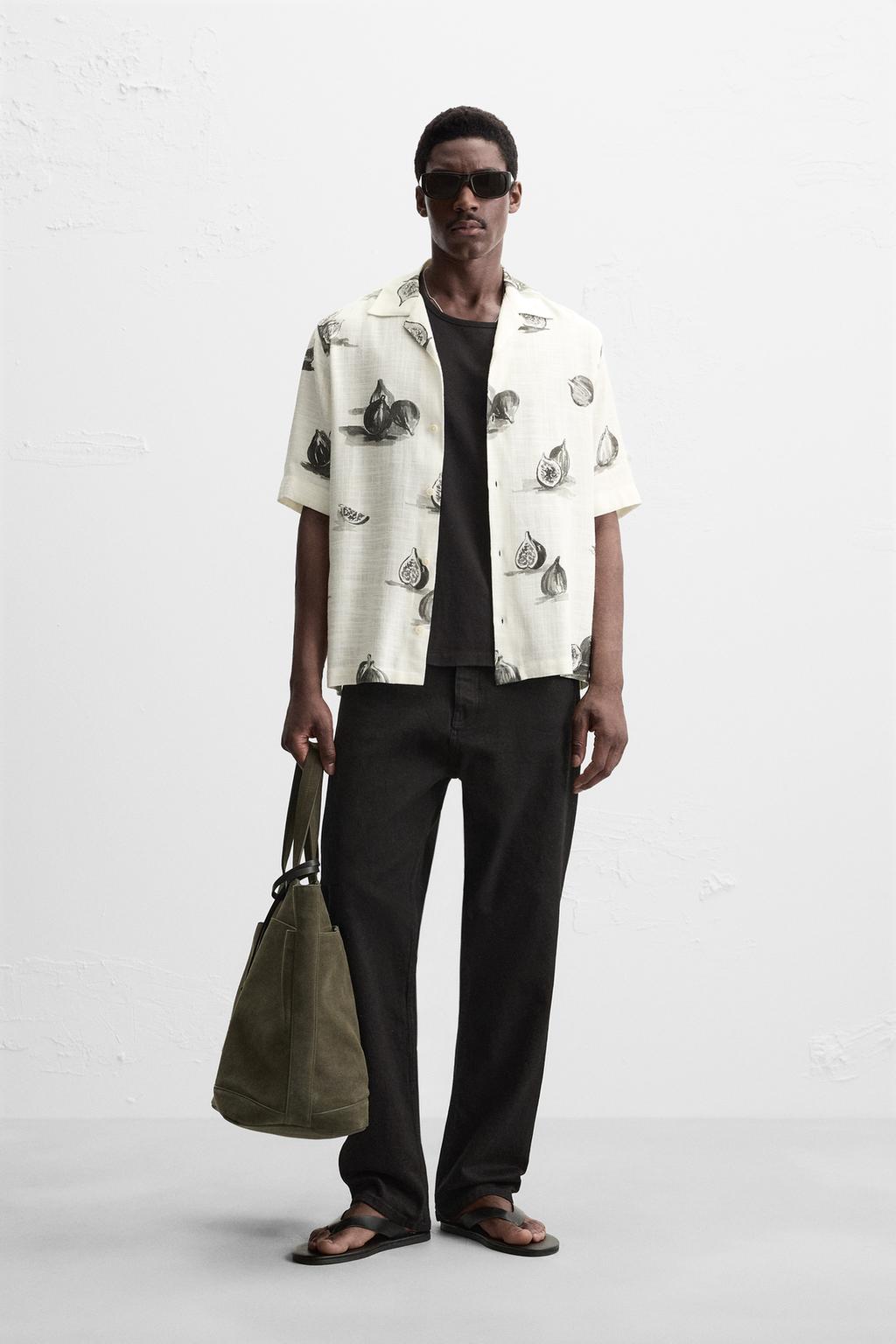 

Рубашка с фруктовым принтом ZARA, цвет Black/White